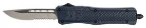 Cobra Tec Knives CTK-1 Medium 3" Drop Point Part Serrated D2 Steel NYPD Blue Aluminum Handle OTF - MNYCTK1MDS Cobra Tec Knives CTK-1 Medium 3" Drop Point Part Serrated D2 Steel NYPD Blue Aluminum Handle OTF - MNYCTK1MDS