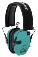 Walker's Razor Slim Electronic Muff Polymer 23 dB Over the Head Light Teal Ear Cups with Black Headband & White Logo - GWPRSEMLTL