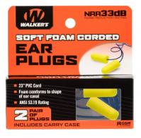 Walker's Corded Foam Ear Plugs 32 dB In The Ear Yellow Ear Buds with Blue Cord Adult 2 Pair - GWPEPCORDYL