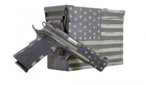 Citadel M-1911 with Ammo Can 45 ACP 5" 8+1 American Flag Battleworn Green Black G10 Grip