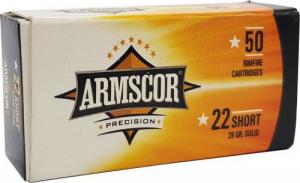 Armscor Precision 22Short 29gr Solid Point 50 Per Box/100 Case - 50415 Armscor Precision 22Short 29gr Solid Point 50 Per Box/100 Case - 50415