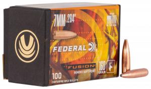 Federal FB284F3 Fusion Component 7mm .284 160 gr Fusion Soft Point 100 Per Box - FB284F3