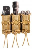 High Speed Gear TACO MOLLE Triple Pistol Magazine Pouch Coyote Brown Nylon w/Polymer Divider - 11PT03CB
