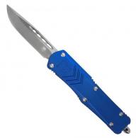 Cobra Tec Knives FS-X Small 2.50" Drop Point Plain D2 Steel Blue Aluminum Handle OTF - SBLUFSXSDNS