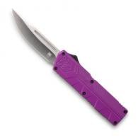 Cobra Tec Knives Lightweight 3.25" Drop Point Plain D2 Steel Purple Aluminum Handle OTF - PURCTLWDNS