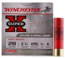 Winchester Super X High Brass Lead Shot 28 Gauge Ammo 6 Shot 3/4 Oz 25 Round Box - X286 Winchester Super X High Brass Lead Shot 28 Gauge Ammo 6 Shot 3/4 Oz 25 Round Box - X286