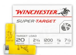 Winchester  Super Target 20 Gauge Ammo 2-3/4" 7/8 oz  #7.5 Shot 25rd box