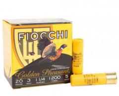Fiocchi Golden Pheasant 20 GA 3" 1 1/4 oz 5 Round 25 Bx/ 10 Cs - 203GP5 Fiocchi Golden Pheasant 20 GA 3" 1 1/4 oz 5 Round 25 Bx/ 10 Cs - 203GP5