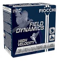 Fiocchi High Velocity 12 Gauge Ammo 2-3/4" 1 1/4 oz #9 Shot 25rd box - 12HV9 Fiocchi High Velocity 12 Gauge Ammo 2-3/4" 1 1/4 oz #9 Shot 25rd box - 12HV9