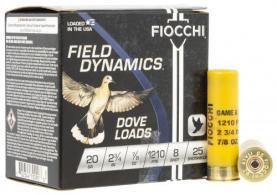 Fiocchi Game & Target 20 GA 2-3/4" 7/8 oz #8 25rd box - 20GT8 Fiocchi Game & Target 20 GA 2-3/4" 7/8 oz #8 25rd box - 20GT8