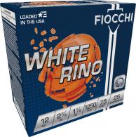 Fiocchi White Rino 12ga Shotshells 2.75" 1-1/8 oz 7.5 Shot, 1250fps, 25rd Box - 12WRNO75 Fiocchi White Rino 12ga Shotshells 2.75" 1-1/8 oz 7.5 Shot, 1250fps, 25rd Box - 12WRNO75