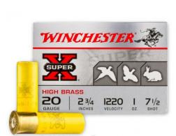 Main product image for Winchester Ammo Super X High Brass 20 Gauge 2.75" 1 oz 7.5 Shot 25 Bx/ 10 Cs