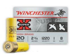 Winchester  Super X High Brass 20 Gauge Ammo  2.75" 1 oz #8 Shot 25 Bx/ 10 Cs - X208