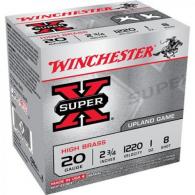 Main product image for Winchester  Super X High Brass 20 Gauge Ammo  2.75" 1 oz #8 Shot 25 Bx/ 10 Cs
