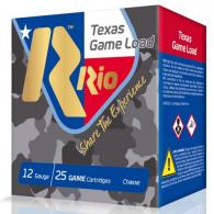 RIO AMMUNITION Top Game Texas Game Load High Velocity 12 GA 2.75" 1-1/4 oz 7.5 Round 25 Bx/ 10 Cs - TGHV3675TX RIO AMMUNITION Top Game Texas Game Load High Velocity 12 GA 2.75" 1-1/4 oz 7.5 Round 25 Bx/ 10 Cs - TGHV3675TX