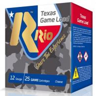 Rio Ammunition Top Game Texas Game Load High Velocity 12 GA 2.75" 1 1/4 oz 6 Round 25 Bx/ 10 Cs - TGHV366TX