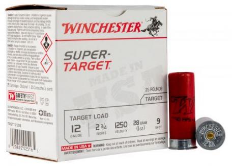 Winchester Ammo Super Target 12 Gauge 2.75" 1 oz 9 Shot 25 Bx/ 10 Cs - TRGT12509