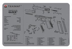 TekMat TEKR17For GlockG4GY For Glock Gen4 Cleaning Mat Gray Rubber 17" Long For Glock Gen4 Parts Diagram - 1028
