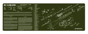 TekMat Original Cleaning Mat M1 Garand Parts Diagram 12" x 36" OD Green - TEKR36M1GARAND