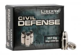 Liberty Civil Defense Hollow Point 357 Sig Ammo 50 gr 20 Round Box - LACD357SIG053