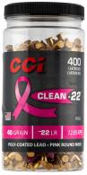 CCI Clean-22 22 LR 40 gr Lead Round Nose Poly-Coated 400 Bx/ 8 Cs (Pink) - 955CC CCI Clean-22 22 LR 40 gr Lead Round Nose Poly-Coated 400 Bx/ 8 Cs (Pink) - 955CC