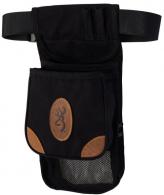 Browning Lona Deluxe Shell Pouch Black Canvas Body w/Tan Leather Accents Adjustable - 121388993