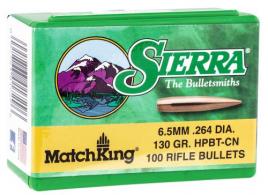 Sierra 1729 MatchKing 6.5 Creedmoor .264 130 gr Hollow Point Boat-Tail (HPBT) 100 Per Box - 1729