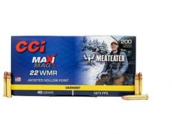 CCI Maxi-Mag MeatEater 22 Mag 40 gr Jacketed Hollow Point (JHP) 200 Bx/ 10 Cs - 958ME CCI Maxi-Mag MeatEater 22 Mag 40 gr Jacketed Hollow Point (JHP) 200 Bx/ 10 Cs - 958ME