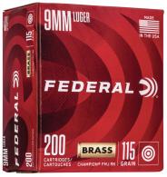 Federal Champion Training 9mm 115 gr Full Metal Jacket 200rd box - WM51992 Federal Champion Training 9mm 115 gr Full Metal Jacket 200rd box - WM51992