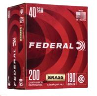 Main product image for Federal WM52232 Champion Training 40 S&W 180 gr Full Metal Jacket (FMJ) 200 Bx/ 5 Cs