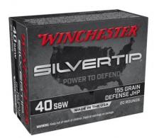 Winchester Ammo Silvertip 40 S&W 155 gr Silvertip Jacket Hollow Point 20 Bx/10 Cs