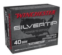 Winchester Ammo Silvertip 40 S&W 155 gr Silvertip Jacket Hollow Point 20 Bx/10 Cs - W40SWST Winchester Ammo Silvertip 40 S&W 155 gr Silvertip Jacket Hollow Point 20 Bx/10 Cs - W40SWST