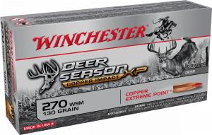 Winchester Ammo X270SDSLF Deer Season XP Copper Impact 270 WSM 130 gr 3215 fps Copper Extreme Point Lead-Free 20 Bx/10 Cs - 12 Winchester Ammo X270SDSLF Deer Season XP Copper Impact 270 WSM 130 gr 3215 fps Copper Extreme Point Lead-Free 20 Bx/10 Cs - 12