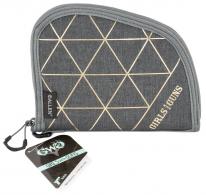 Girls With Guns Foil Gun Case 8" Heather Gray w/Gold Foil Handgun - 908 Girls With Guns Foil Gun Case 8" Heather Gray w/Gold Foil Handgun - 908
