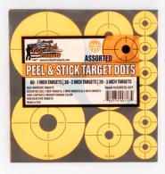 Pro-Shot ASSORTEDDOT Peel & Stick Target Dots Orange Self-Adhesive Paper No Impact Enhancement Dot 1"- 60/2"- 30/3"- 20 Targets - 840