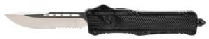 Cobra Tec Knives CTK-1 Large 3.75" Drop Point Part Serrated D2 Steel Black Aluminum Handle OTF - LBCTK1LDS