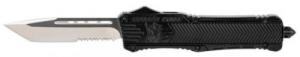 Cobra Tec Knives CTK-1 Large 3.75" Tanto Part Serrated D2 Steel Black Aluminum Handle OTF - LBCTK1LTS