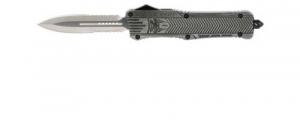 Cobra Tec Knives CTK-1 Large 3.75" Drop Point Part Serrated D2 Steel Stonewashed Aluminum Handle OTF