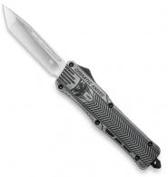 Cobra Tec Knives CTK-1 Large 3.75" Tanto Plain D2 Steel Stonewashed Aluminum Handle OTF - LSWCTK1LTNS