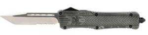Cobra Tec Knives CTK-1 Large 3.75" Tanto Part Serrated D2 Steel Stonewashed Aluminum Handle OTF - LSWCTK1LTS