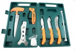 Accusharp Game Processing Kit Butcher/Caper/Gut-Hook/Bone Saw/Ribcage Spreader Stainless Steel FRN Orange Handle - 728C