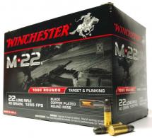 Winchester M-22 Black Copper Plated Round Nose 22 Long Rifle Ammo 1000 Round Box