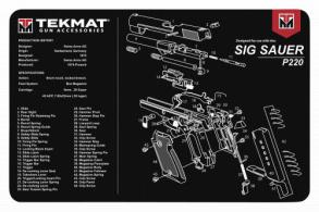 TekMat TEKR17SIGP220 Sig Sauer P220 Cleaning Mat Black/White Rubber 17" Long Sig P220 Parts Diagram