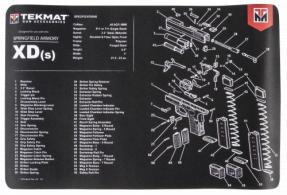 TekMat Springfield XD-S Cleaning Mat Black/White Rubber 17" Long Springfield XD-S Parts Diagram - 1028