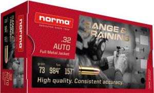 Norma  Range & Training 32 ACP Ammo 73 gr Full Metal Jacket  50rd box - 620040050