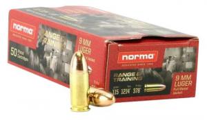 Norma Ammunition (RUAG) Range and Training 9mm Luger 115 gr Full Metal Jacket 50rd box - 620240050 Norma Ammunition (RUAG) Range and Training 9mm Luger 115 gr Full Metal Jacket 50rd box - 620240050