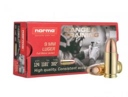 Main product image for Norma Range and Training Full Metal Jacket 9mm Ammo 124 gr 50 Round Box