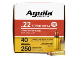 Main product image for Aguila Super Extra High Velocity 22 LR 40 gr Copper-Plated Solid Point 250rd box