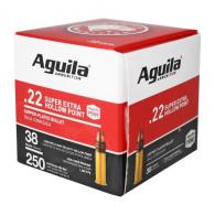 Aguila Super Extra High Velocity .22 LR 38 gr Copper Plated Hollow Point 250rd box - 1B221103 Aguila Super Extra High Velocity .22 LR 38 gr Copper Plated Hollow Point 250rd box - 1B221103