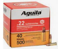 Main product image for Aguila Super Extra High Velocity 22LR 40gr Copper-Plated Solid Point 500 round box